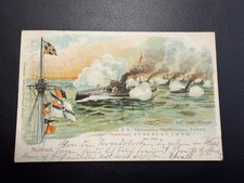 Alte Postkarte-Litho-S.M.Torpedoboots Division auf dem Rhein