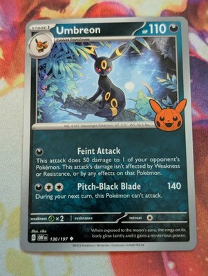 Umbreon Near Mint Trick or Trade Booster Promo Pokémon TCG 130/197 Ship Now