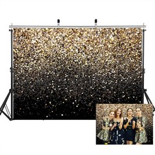 Black and Gold Backdrop Gold Spots Backdrop Vinyl Photography Backdrop 7x5FT,