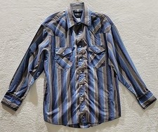 Wrangler Pearl Snap Men's Multicolor Striped Western Shirt 16 1/2 34 Vintage