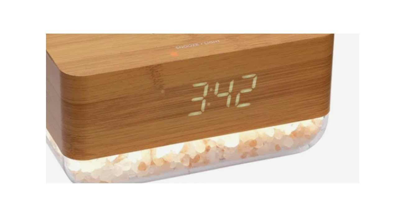 LOMI Sunrise Alarm Clock with Himalayan Salt Pebble Base - Date/Time/Temp GIFT