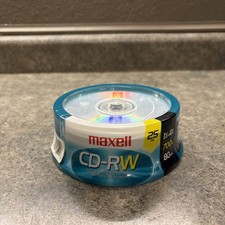 Maxell CD-RW Discs 25pk 700MB 80min 4x Rewritable Data Music Photos Sealed