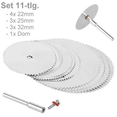 10x Mini Kreissägeblätter Set 22mm 25mm 32mm für Dremel, Proxxon, Trennscheiben