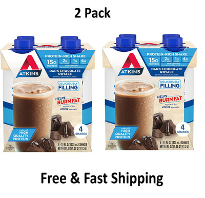 Atkins Dark Chocolate Royale Protein Shake, High Protein, Low Carb 8 Ct