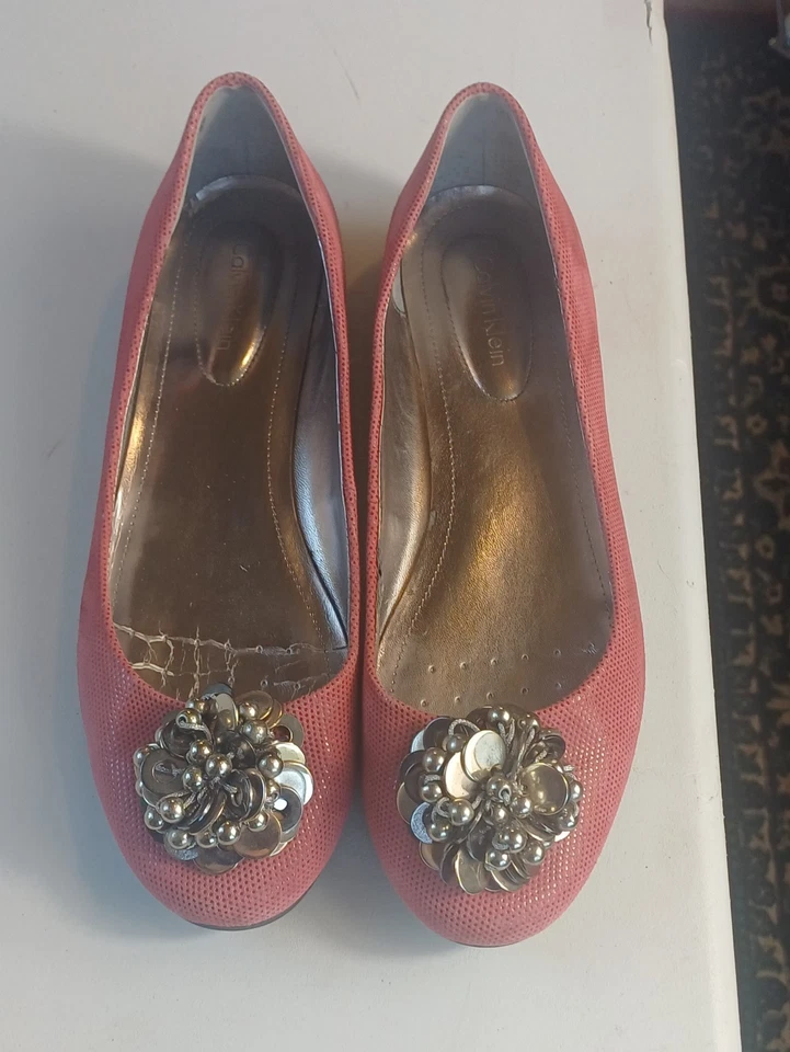 Calvin Klein Women's Pink Embellished Ballet Flat Size 7 See Measurements - image 4 of 4