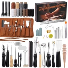 Kraball Leather Craft Tool Kit Sewing Repair Set Wax Thread Punch Groover Diy