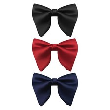 Oversized Pre-Tied Clip-On Black Bow Tie for Men - Formal Wedding Tuxedo Accesso