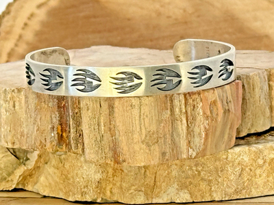 George Phillips Hopi Sterling Silver Bear Claw Cuff Bracelet