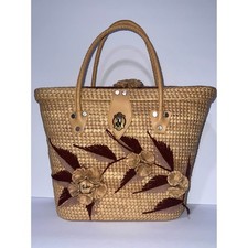 Vintage straw handbag purse tote