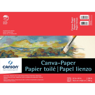 Canson Paper Canva-Pad, 12 x 16 in, White, 10 Sheets/Pad