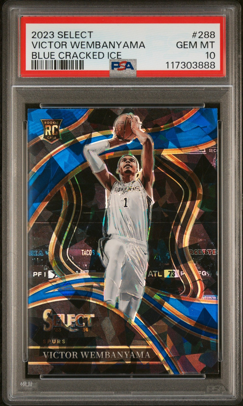 2023 Panini Select #288 Victor Wembanyama Blue Cracked Ice PSA 10