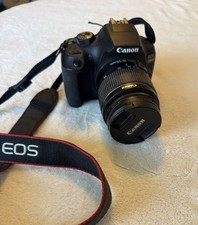 Canon EOS 1300D W Black DSLR w/ Battery, Charger, Strap, Extra Lens, and More
