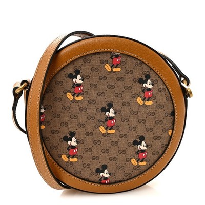 Gucci X DISNEY Mini Vintage GG Supreme Monogram Mickey Mouse Round Shoulder Bag