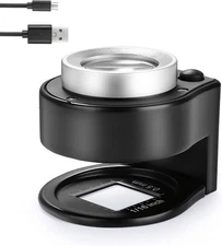 30X Coin Magnifier, USB Rechargeable 6 Lights Portable Metal Eye Loupe Sewing