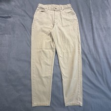 Vintage 90s Lee Riveted Jeans Womens 14 Medium Khaki Beige Tapered Made in USA