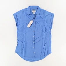 Rachel Zoe Sleeveless Linen Button Up Shirt Blue Women's M