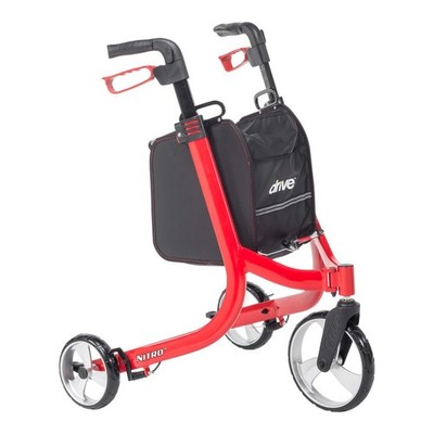 Drive Medical Nitro  3-Wheel Rollator, Color Red