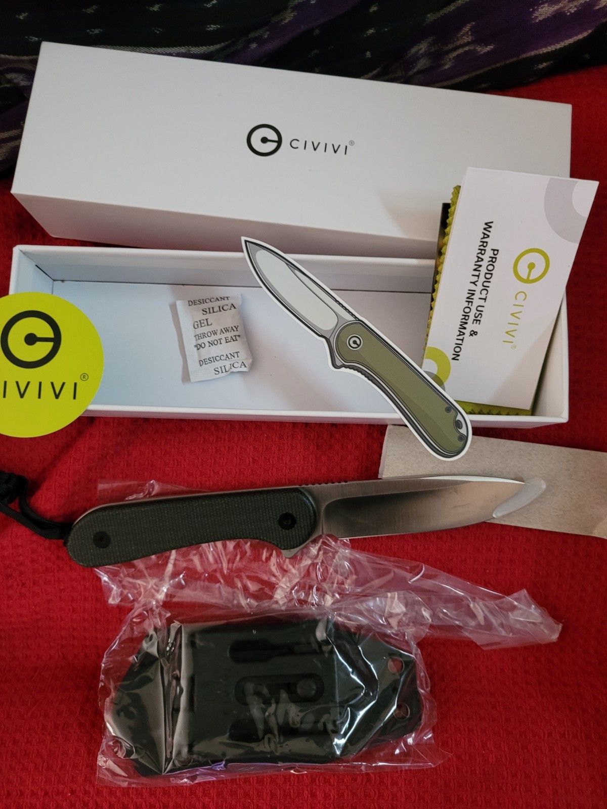 Civivi Elementum Fixed Blade Knife with D2 Steel and Dark Green Micarta Handle C2105B
