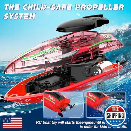 JQTOYD 2.4GHz Stunt RC Boat, Remote Control Boats for Kids and Adults with LE - Picture 3 of 5