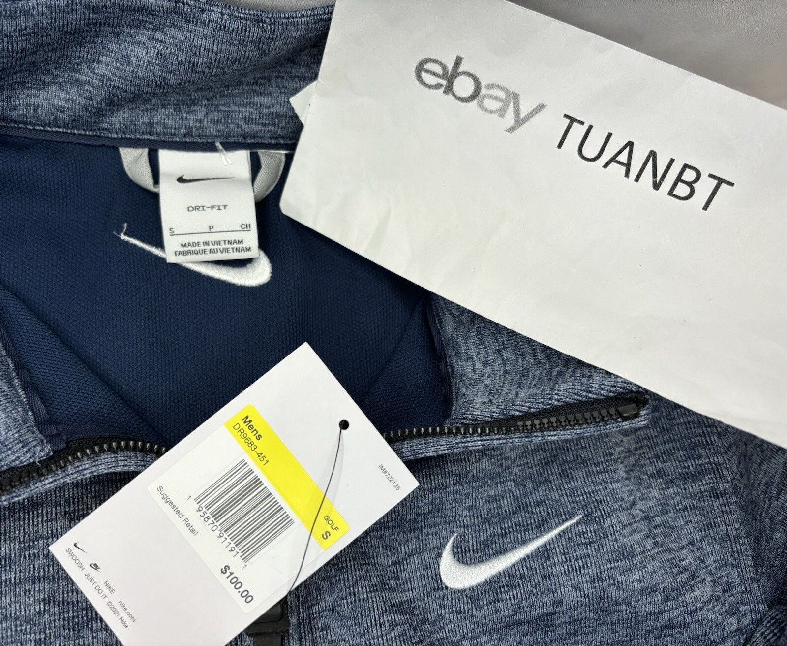 BRAND NEW NIKE Dri-Fit Half-Zip GOLF TOP MENS OBSIDIAN/BLUE DH0986 451
