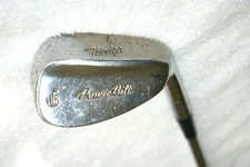 Rare Vintage H&B Power-Bilt Wedge.Stiff Steel. Brown Leather Wrap Grip