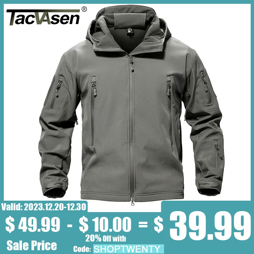 TACVASEN Waterproof Tactical Soft Shell Men Jacket Coat Army Windbreaker Outdoor - product detail image 2