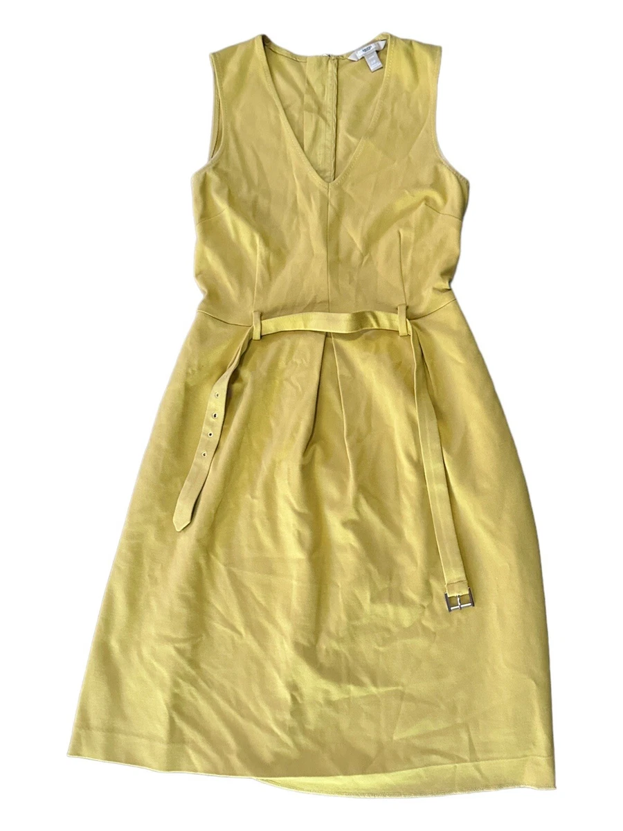 EUC Banana Republic Yellow Ponte Belted Dress Size Petite OP