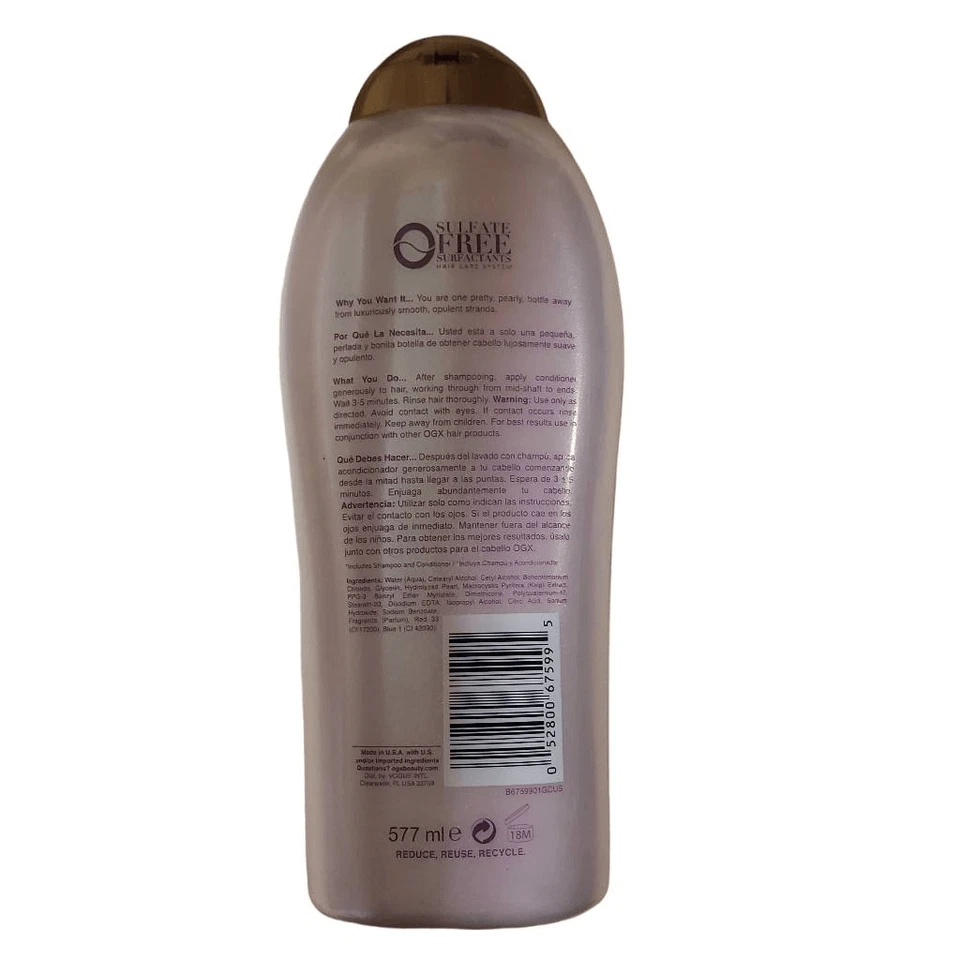 New OGX Smoothing Liquid Pearl Conditioner Pearl Extract With Sea Kelp 19.5oz - Image 2 of 4