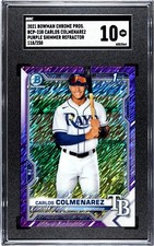2021 Bowman Chrome Carlos Colmenarez Purple Shimmer Refractor SGC 10 Gem Mint