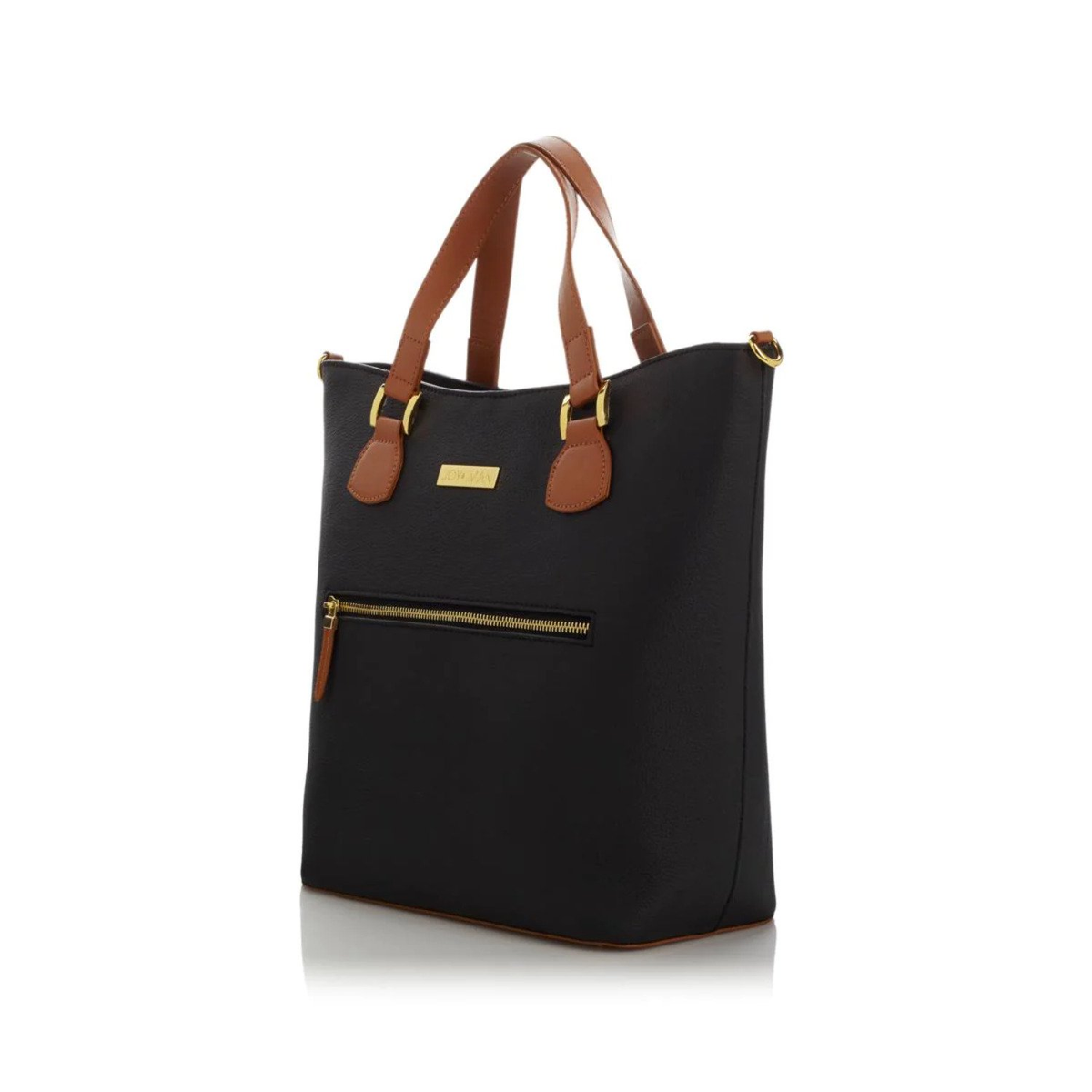 JOY IMAN Alexandria Leather Tote and Crossbody, Black