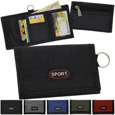 Uomo Borsellino Portafogli Con Portachiavi Anello Portamonete