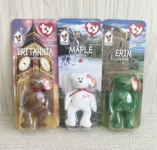 Lot of 3  1999 McDonald's Ty Beanie Babies International Bears FREE SHIPPING 