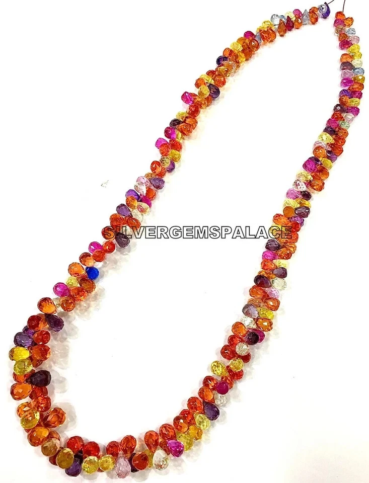 AAAA+ Cuentas de lágrima facetadas con múltiples zafiros brillantes Briolettes cuentas de piedras preciosas. Foto 3 de 4