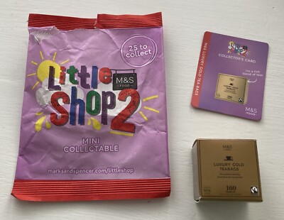 M&S LITTLE SHOP 2 MINI SAMMLERSTÜCK LUXUS GOLD TEEBEUTEL KARTE / BAG NEW EDITION