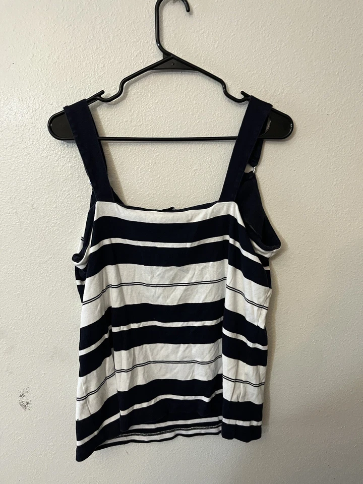 Regata de praia Chaps by Ralph Lauren feminina listrada azul marinho e branca GG - Imagem 2 de 4