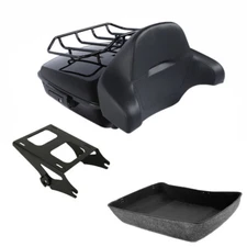 Chopped Trunk Backrest Pad Mount Rack Fit For Harley Road Glide 14-25 Black