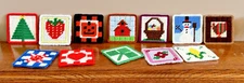 12 Needlepoint Handmade Drink Coasters with Holder All Seasons Vintage Set