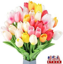 10Pcs Tulip Artificial Flower Latex Real Bridal Wedding Bouquet Home Party Decor