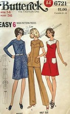 1970's Butterick Misses' Dress,Tunic,Pants Pattern 6721 Size 14 UNCUT