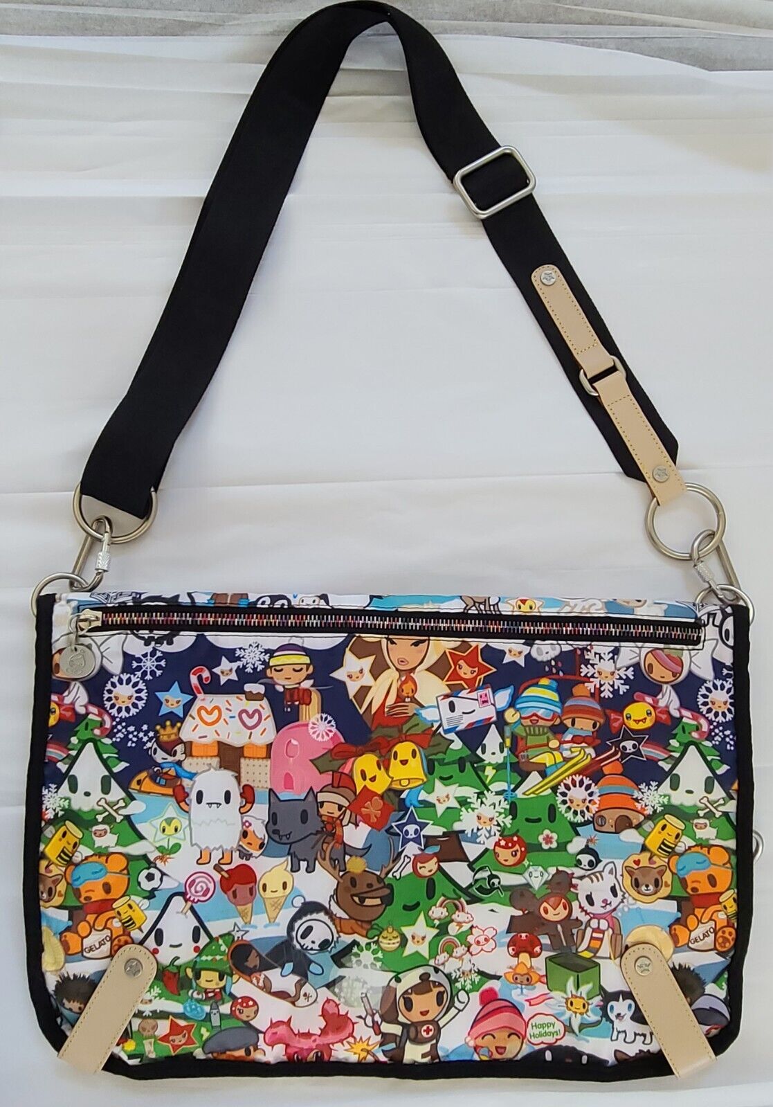 LeSportsac Tokidoki CrossBody Bag Women Messenger Zipper Winter Scene