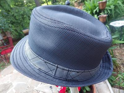 Headers Gray Check Houndstooth Fedora Men's Hat one-Size Cotton Narrow Brim