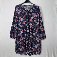 Old Navy Dress Womens XL Navy Floral 3/4 Sleeve Keyhole Boho Hippie Pre-owned