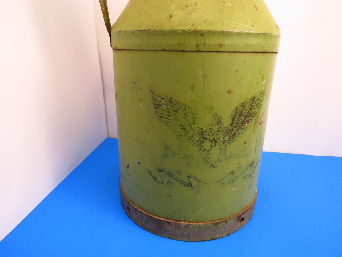 Vintage American Eagle Metal Milk Can Jug Buhl Ohio 8 Quart