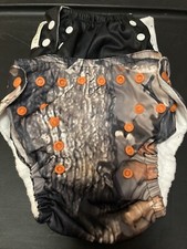 Sunbaby Reusable Diapers 2pk, One Camo, One Solid Black, Adjustable, Never Worn