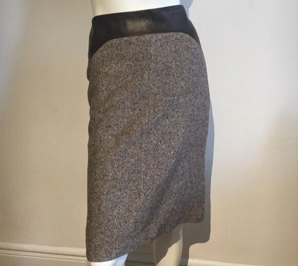 Ulla Johnson Beautifully Tweed Luxe Silk Wool Leather Blend Pencil Skirt Sz 6