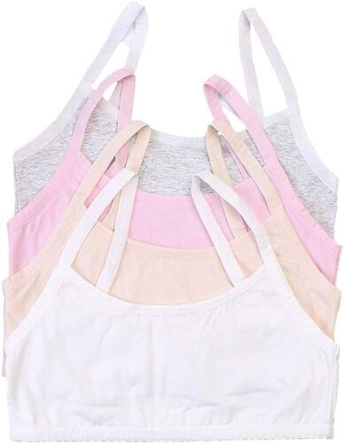 Lot of 4: 8-12 Teen Girls First Training Spaghetti Strap Bras Cotton Padded Bra
