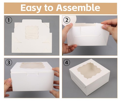 6x6x3 White Bakery Boxes 50Pcs Cookie Boxes with Window for Mother's Day Choc... - Bild 4 von 6