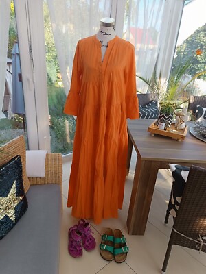 Devotion Twins Manousia Maxi Kleid Damen, orange Gr. S