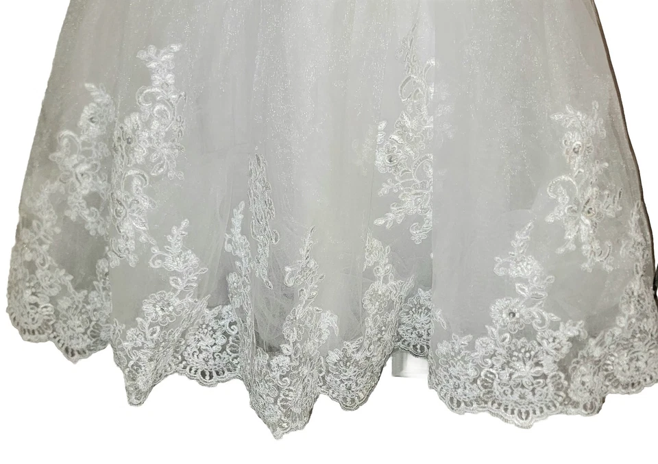 Vtg Style Womens White Tulle Beaded Fairy Skater Swinger Wedding Dress Sz 16 - Image 4 of 4