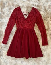 Windsor Red Long Sleeve Lace Formal Dress Size S